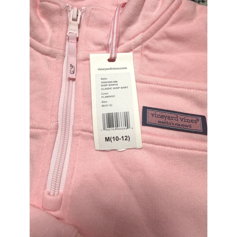 Vineyard Vines Girls Classic Shep Shirt Pink Quarter Zip Pullover NWT‎ M 10-12